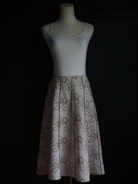 Robert Kitchen | Y2K Vintage Linen/Cotton Embroidered A-line Midi Skirt